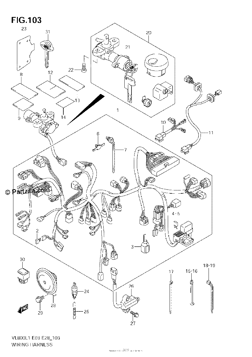 Diagrama de WIRING HARNESS VL800T E3