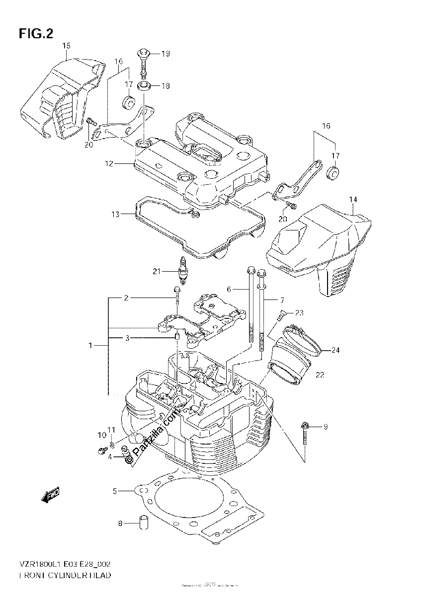 Diagrama de FRONT CYLINDER HEAD