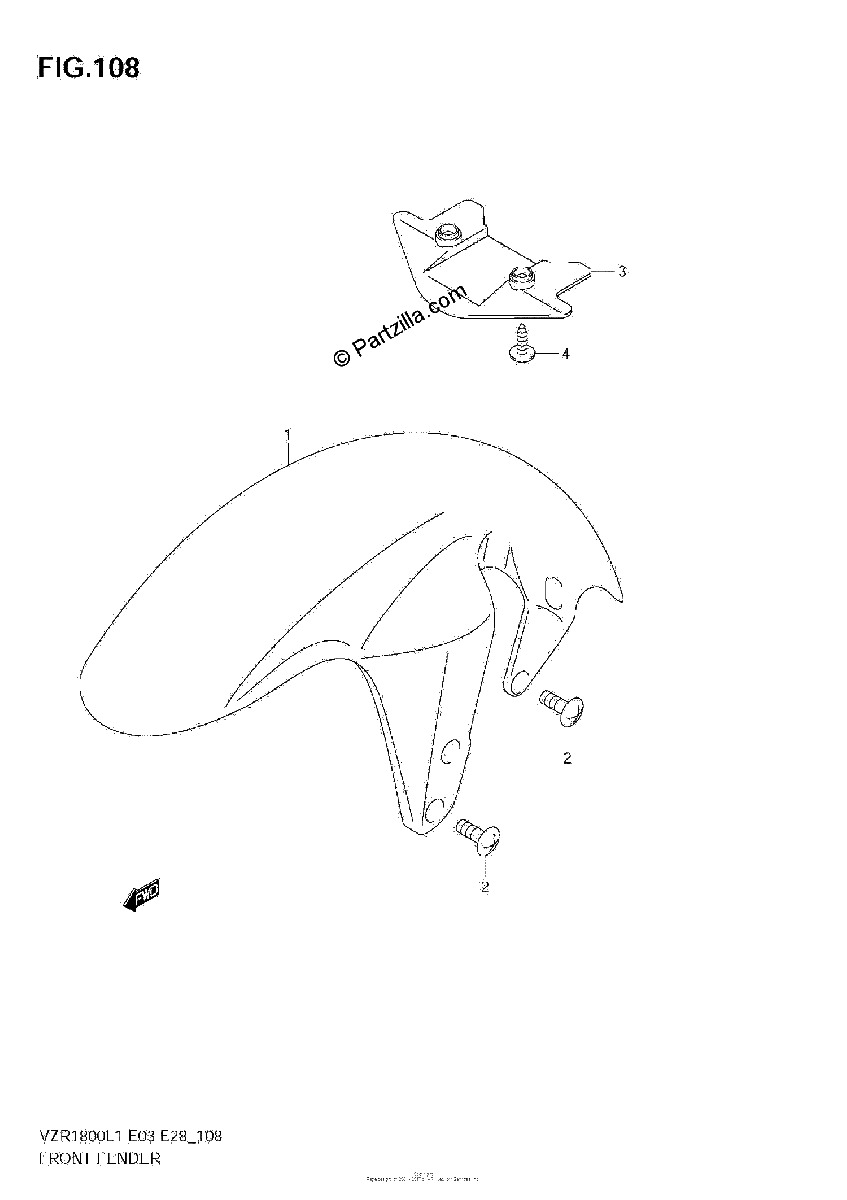 Diagrama de FRONT FENDER VZR1800 L1 E33