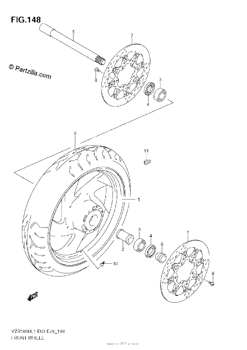 Diagrama de FRONT WHEEL VZR1800 L1 E28