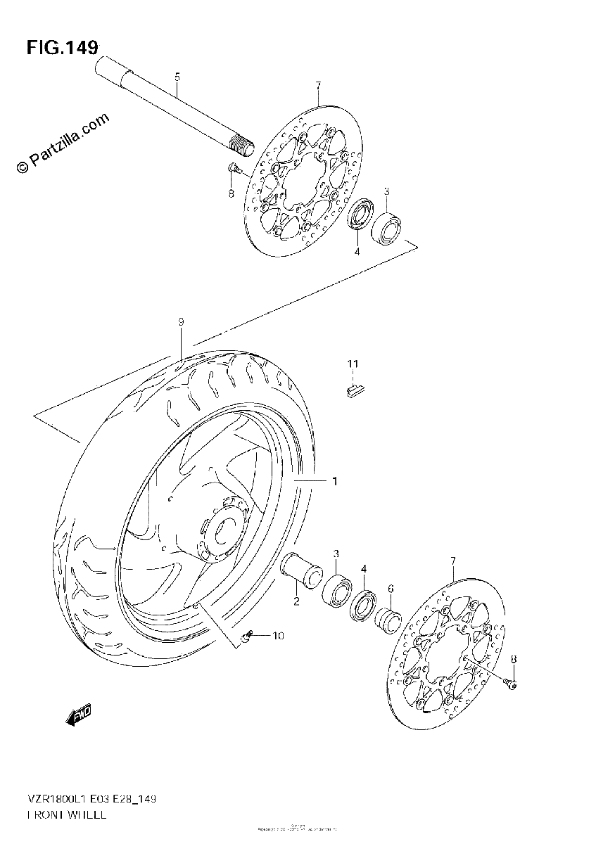Diagrama de FRONT WHEEL VZR1800 L1 E33