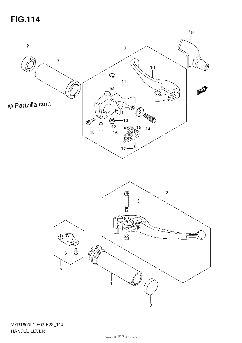 Diagrama de HANDLE LEVER VZR1800 L1 E28