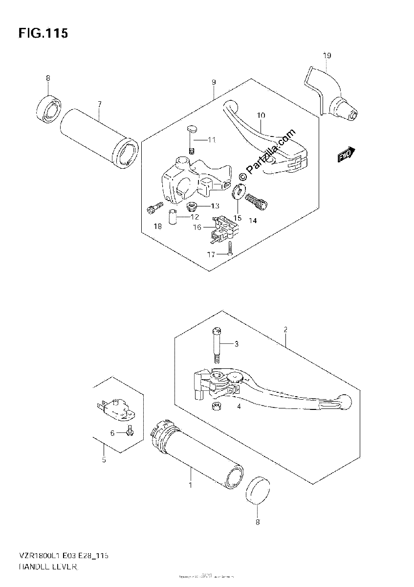 Diagrama de HANDLE LEVER VZR1800 L1 E33