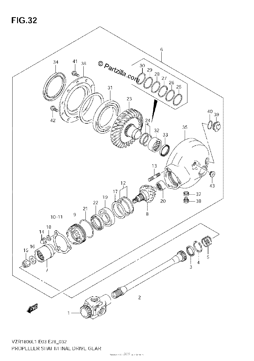 Diagrama de PROPELLER SHAFT FINAL DRIVE GEAR VZR1800 L1 E28