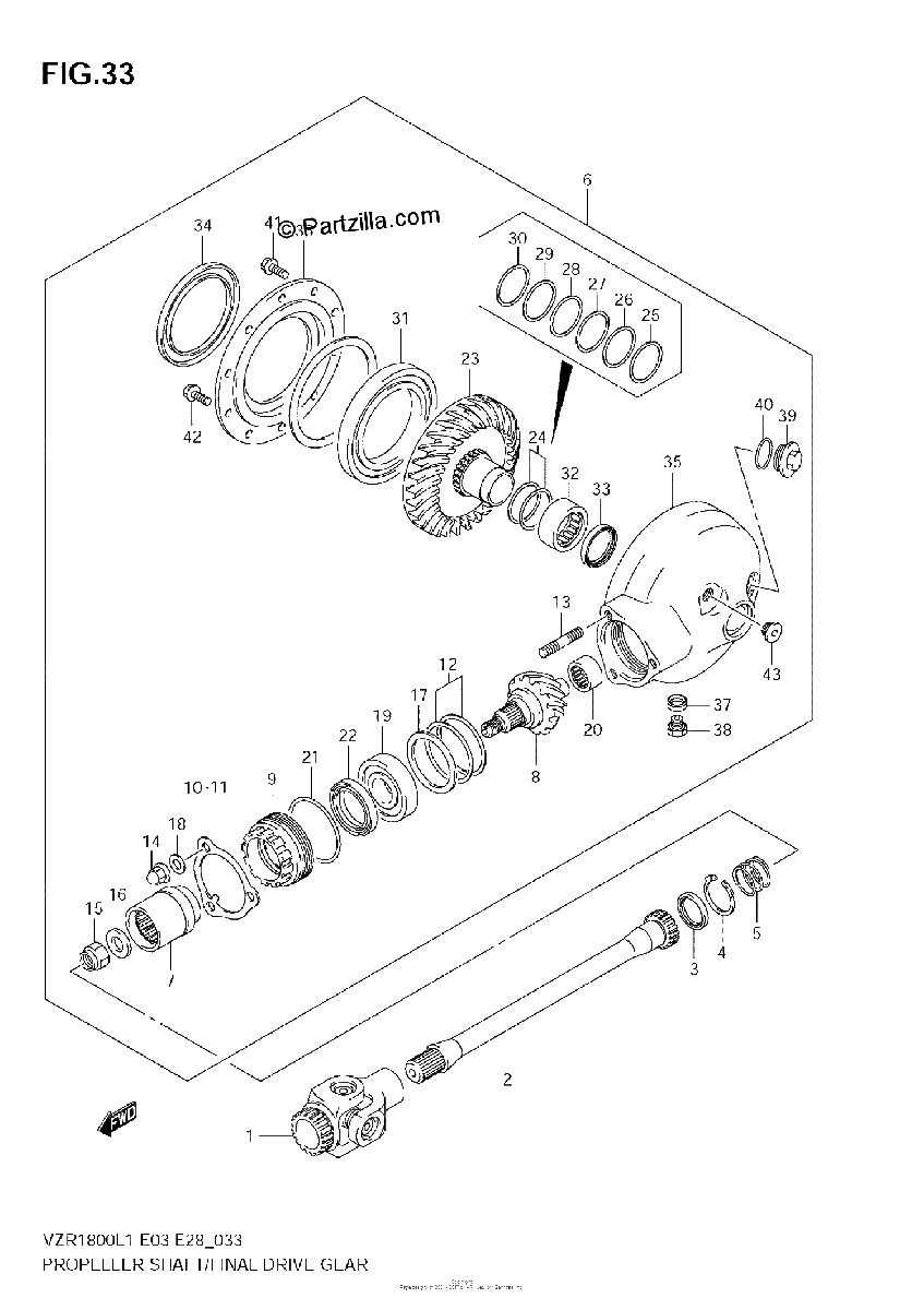 Diagrama de PROPELLER SHAFT FINAL DRIVE GEAR VZR1800 L1 E33