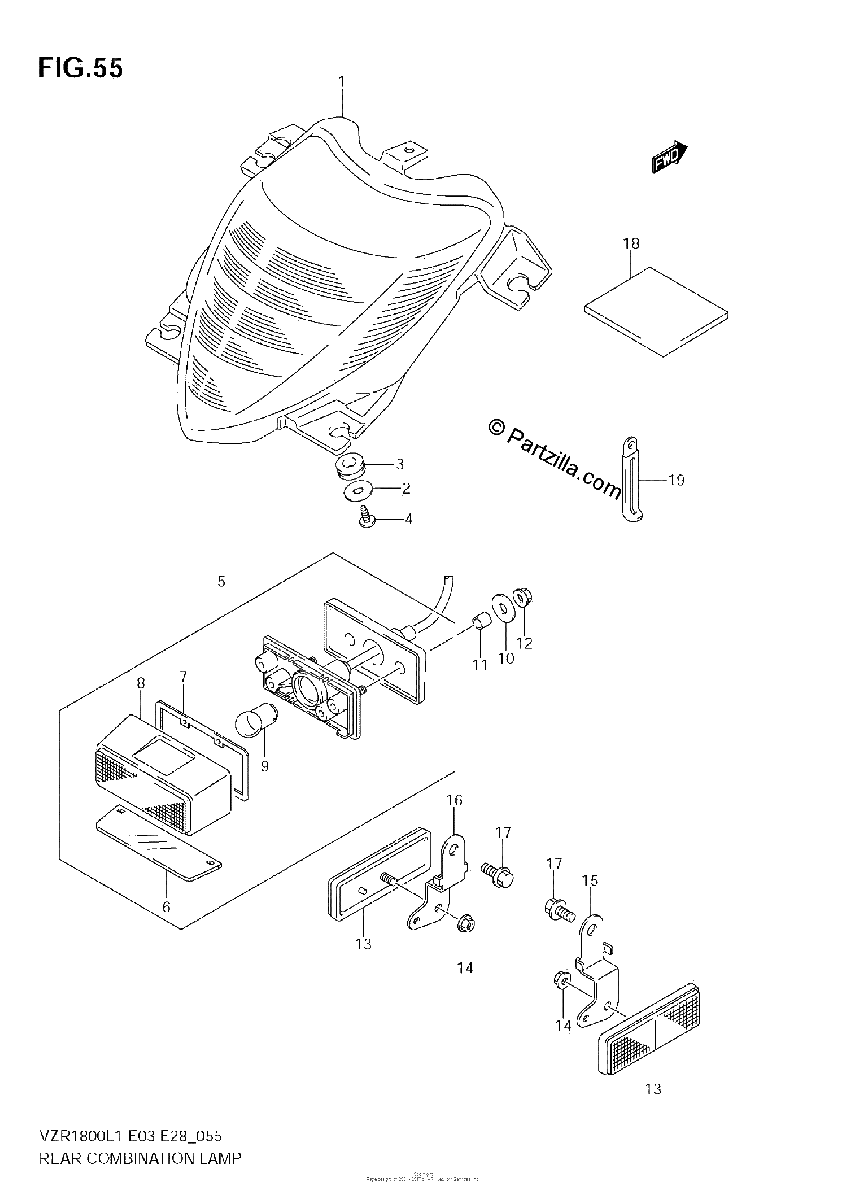 Diagrama de REAR COMBINATION LAMP VZR1800 L1 E28
