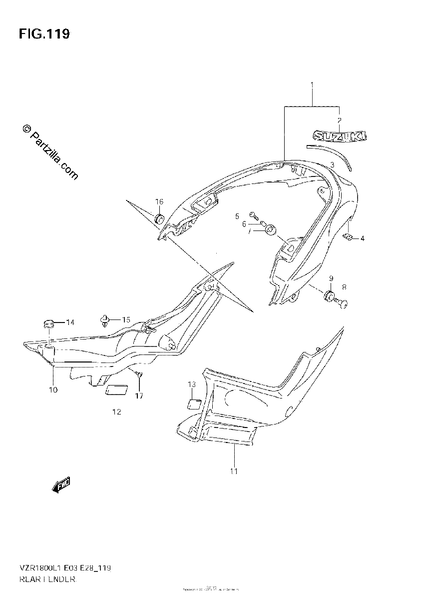 Diagrama de REAR FENDER VZR1800 L1 E3