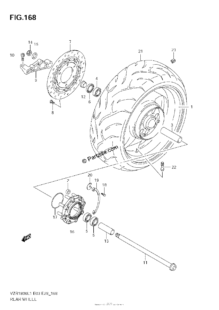 Diagrama de REAR WHEEL VZR1800 L1 E3