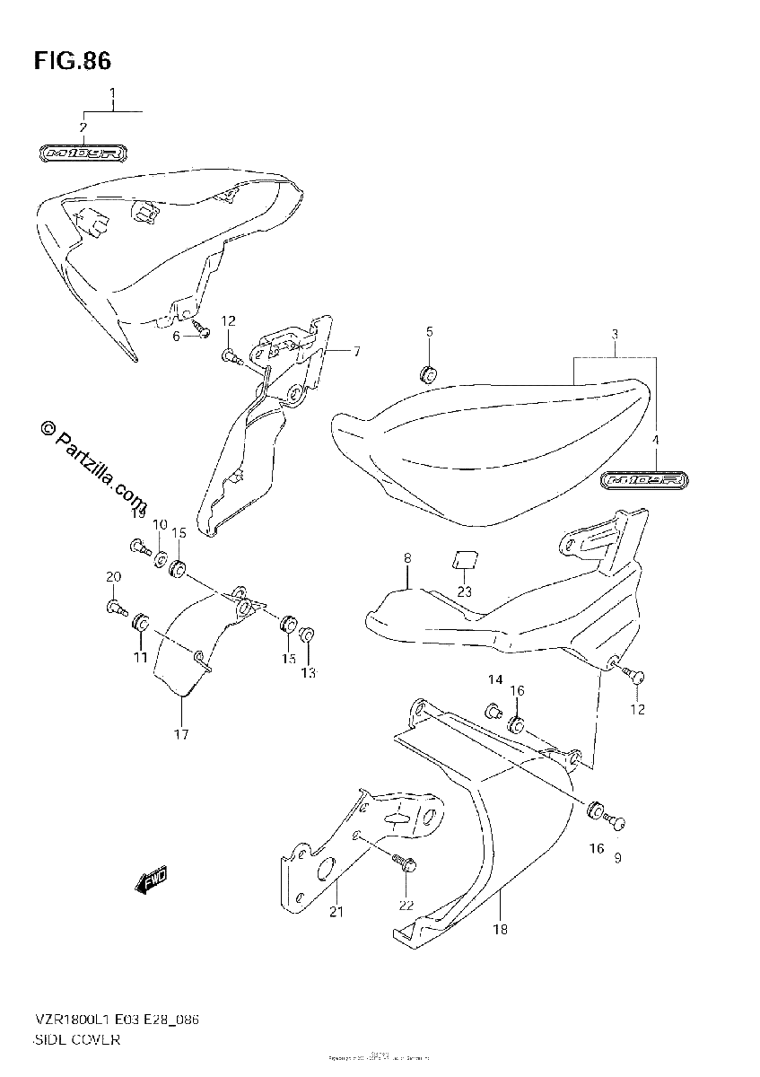 Diagrama de SIDE COVER VZR1800 L1 E3