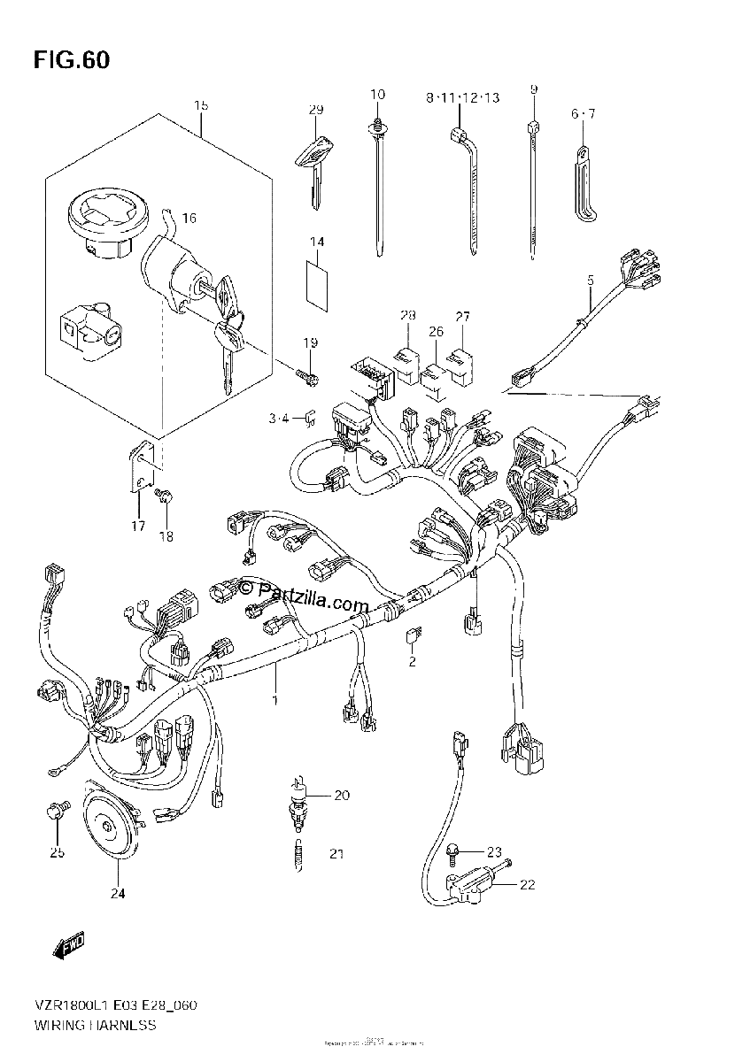 Diagrama de WIRING HARNESS VZR1800 L1 E3