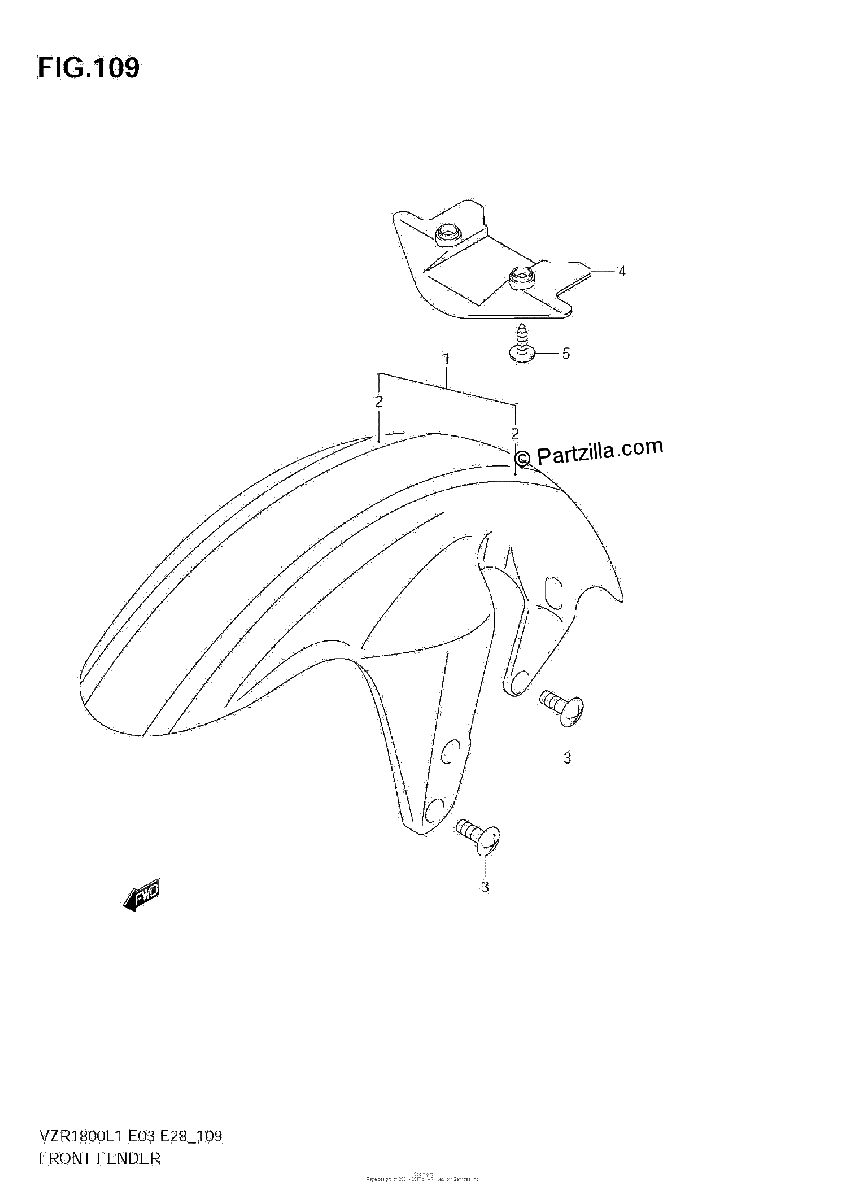 Diagrama de FRONT FENDER VZR1800Z L1 E3