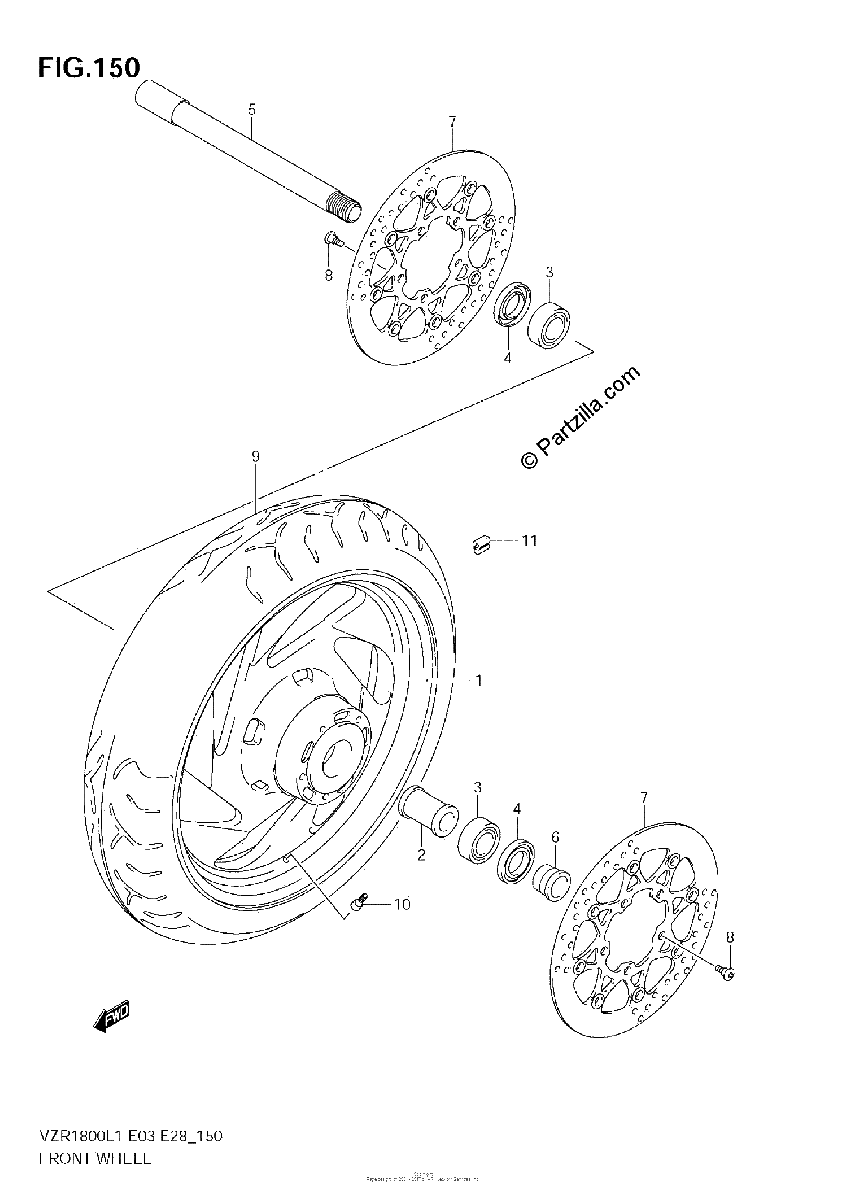 Diagrama de FRONT WHEEL VZR1800Z L1 E3