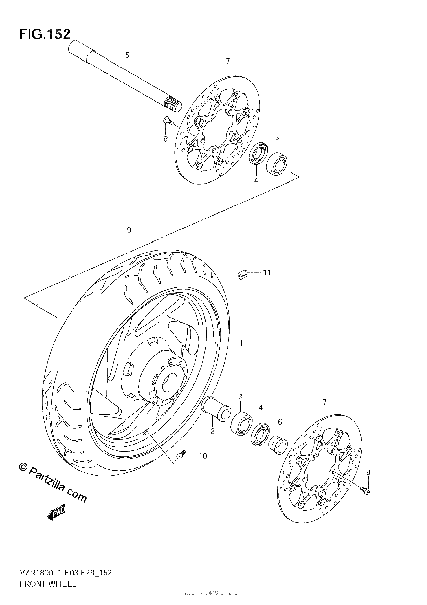 Diagrama de FRONT WHEEL VZR1800Z L1 E33