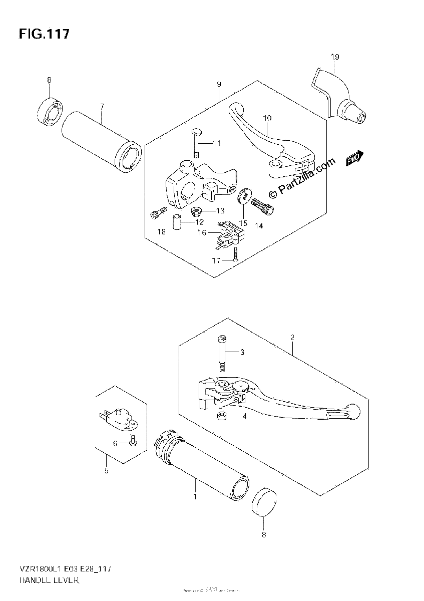 Diagrama de HANDLE LEVER VZR1800Z L1 E28