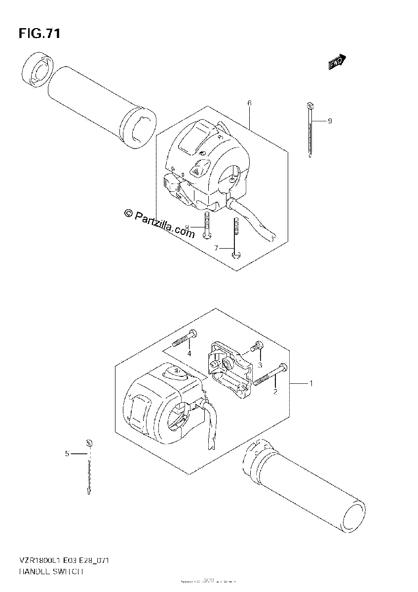 Diagrama de HANDLE SWITCH VZR1800Z L1 E33