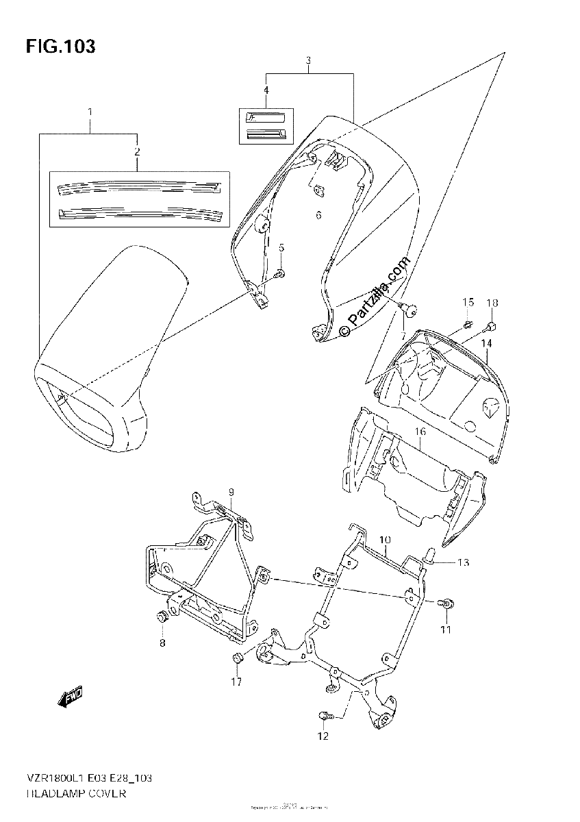 Diagrama de HEADLAMP COVER VZR1800Z L1 E3