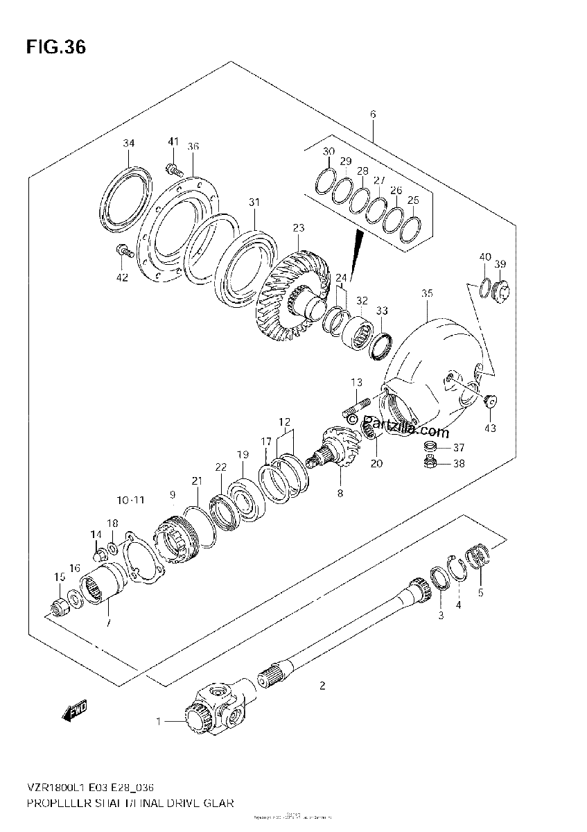 Diagrama de PROPELLER SHAFT FINAL DRIVE GEAR VZR1800Z L1 E33