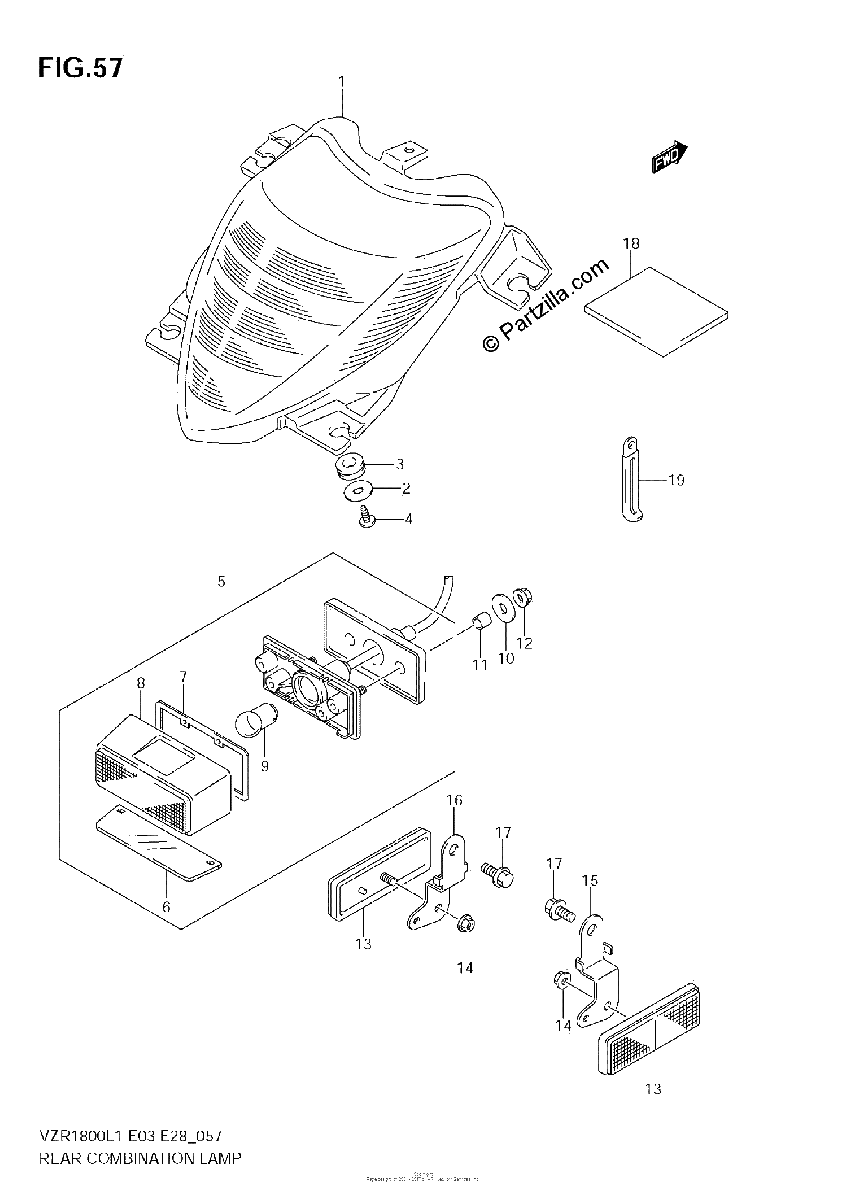 Diagrama de REAR COMBINATION LAMP VZR1800Z L1 E3