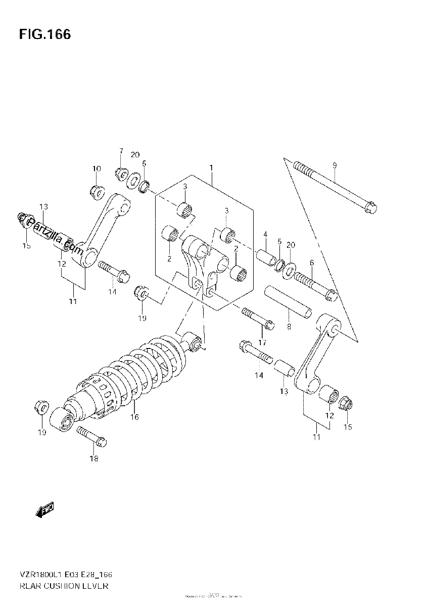 Diagrama de REAR CUSHION LEVER VZR1800Z L1 E28