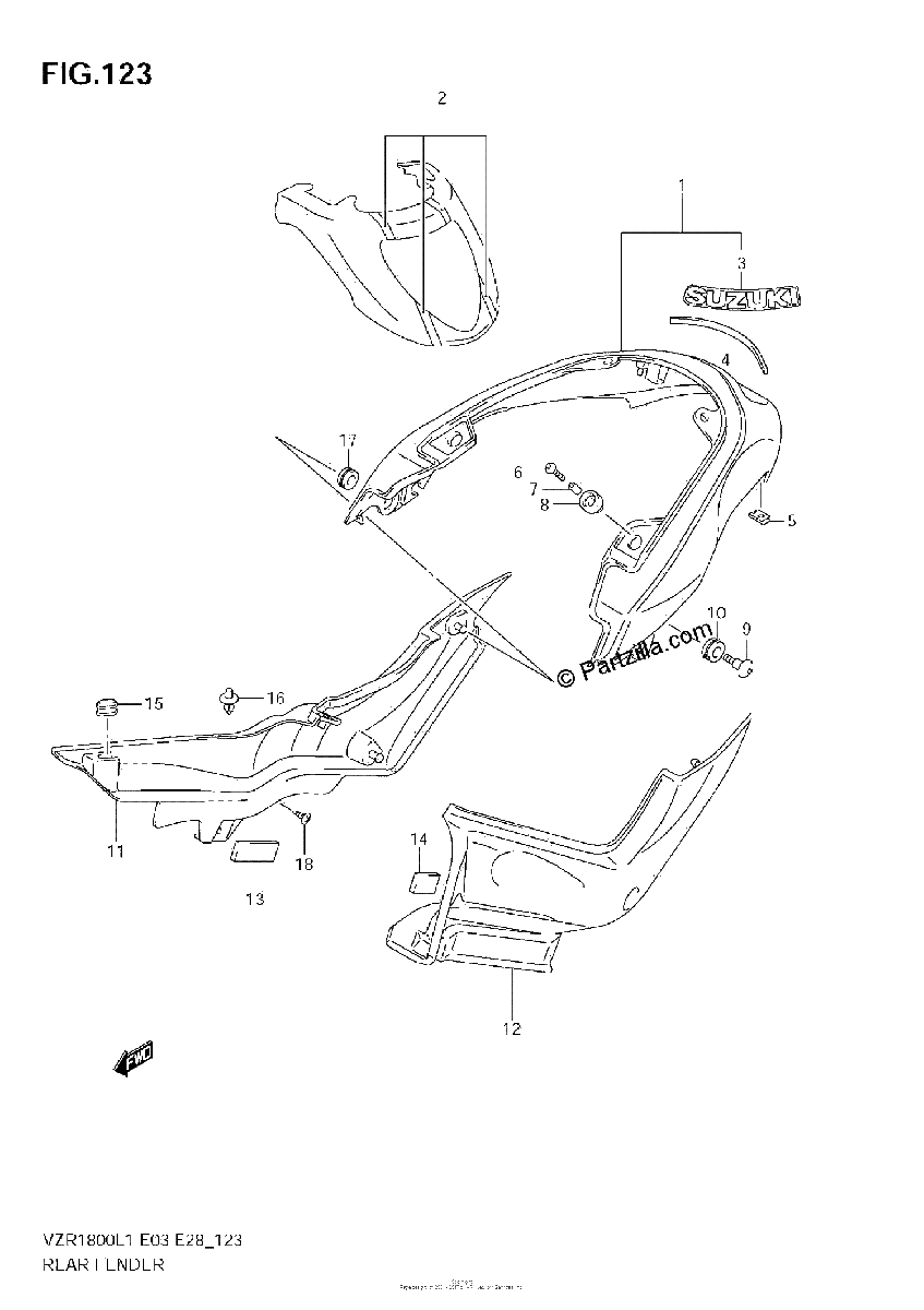 Diagrama de REAR FENDER VZR1800Z L1 E28