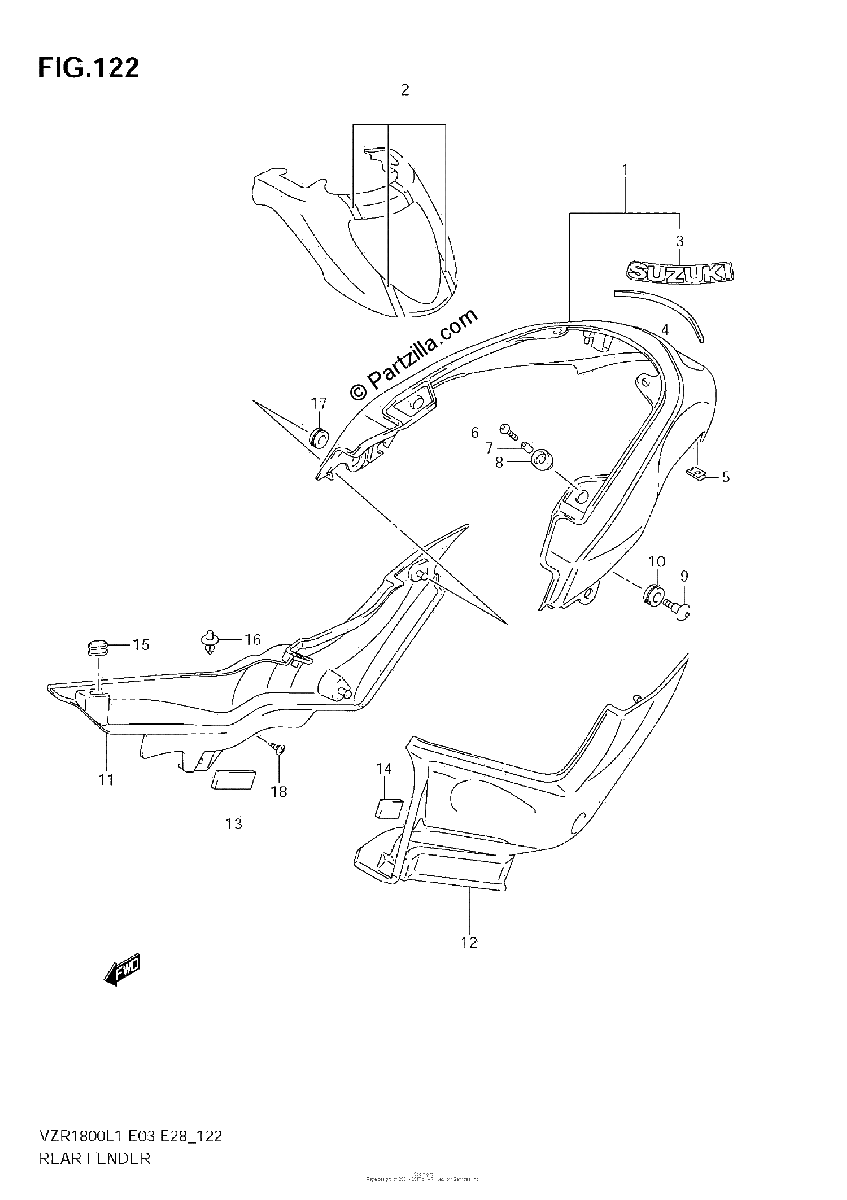 Diagrama de REAR FENDER VZR1800Z L1 E3