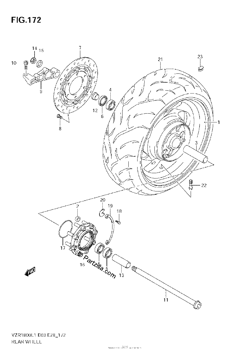 Diagrama de REAR WHEEL VZR1800Z L1 E28