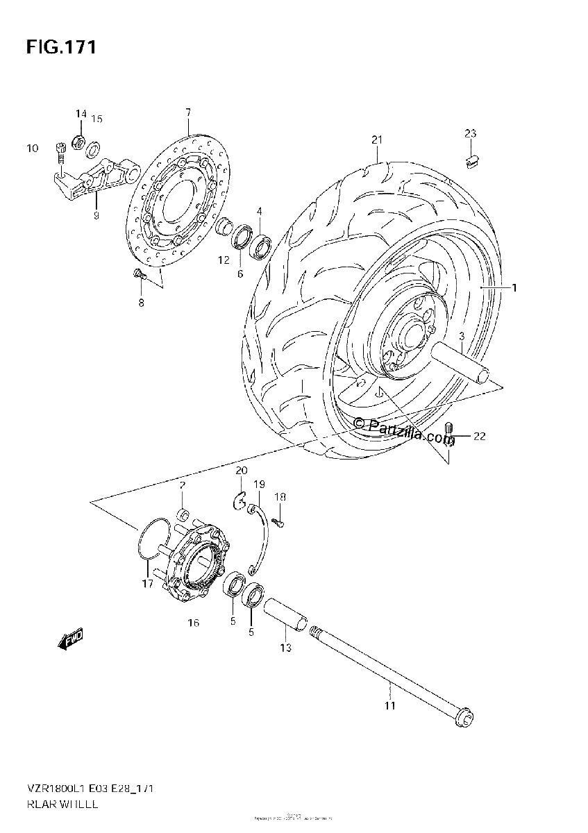 Diagrama de REAR WHEEL VZR1800Z L1 E3