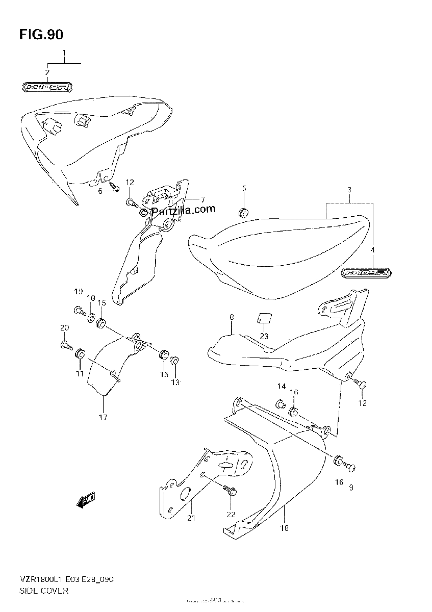 Diagrama de SIDE COVER VZR1800Z L1 E28