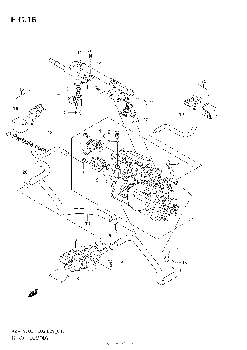 Diagrama de THROTTLE BODY VZR1800Z L1 E3