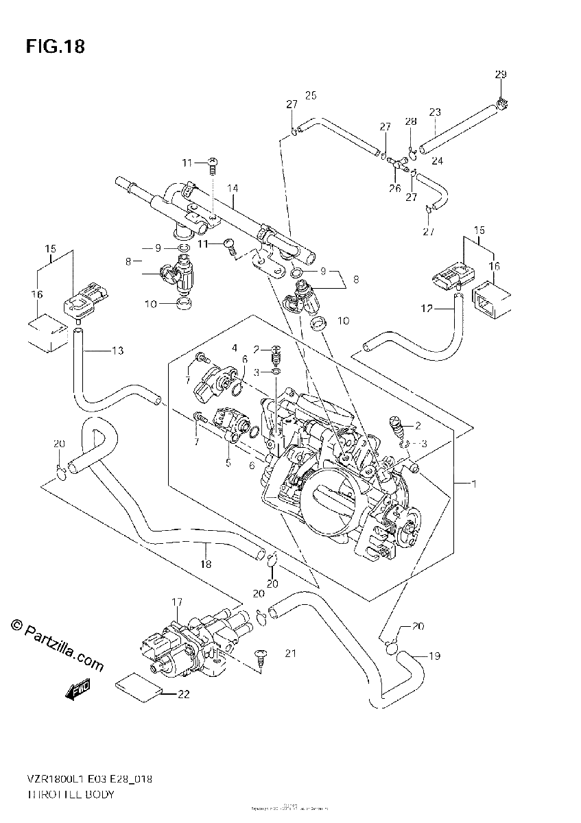 Diagrama de THROTTLE BODY VZR1800Z L1 E33