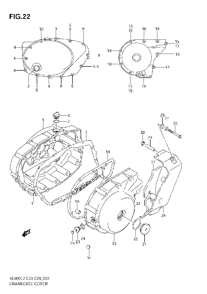 Diagrama de CRANKCASE COVER