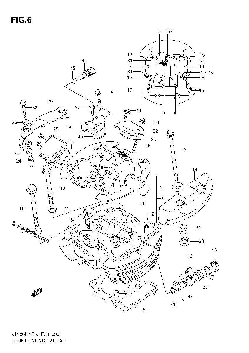 Diagrama de FRONT CYLINDER HEAD VL800C E28