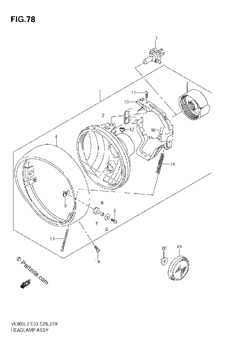 Diagrama de HEADLAMP ASSY