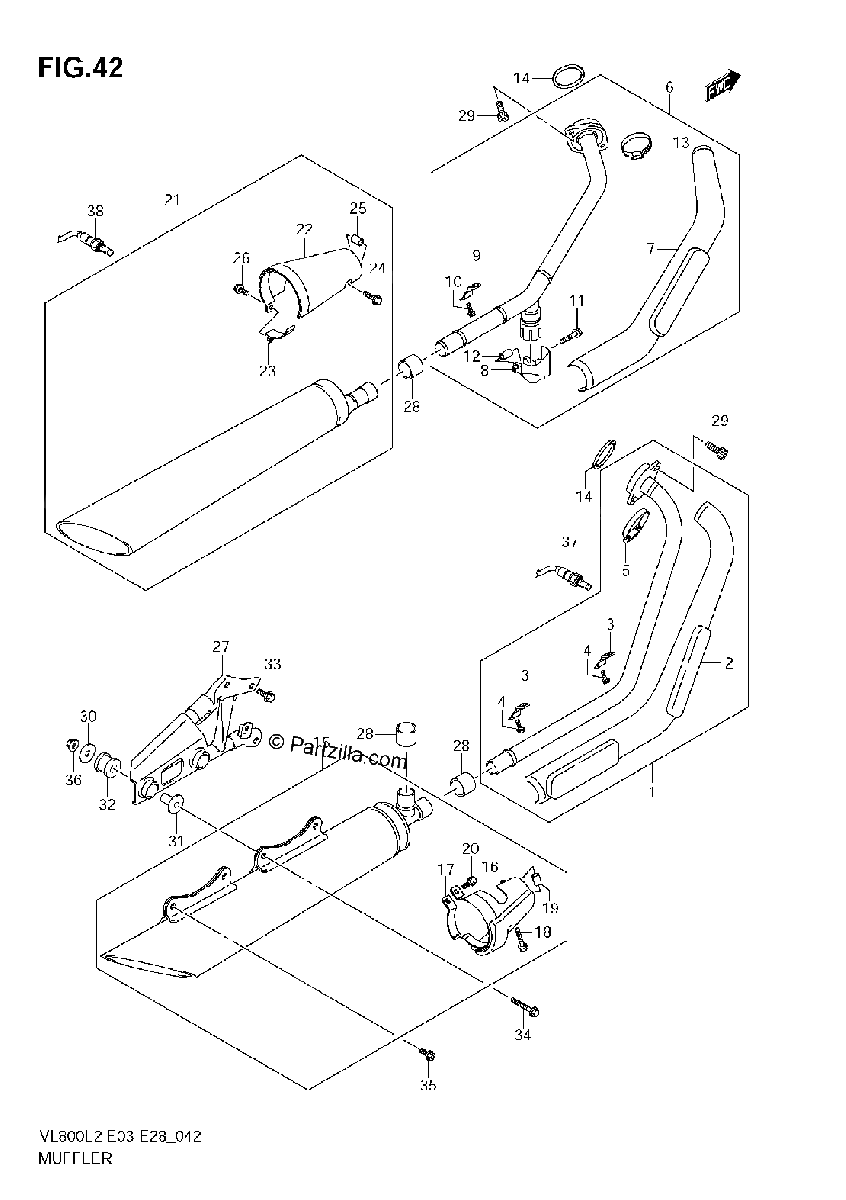 Diagrama de MUFFLER VL800C E33