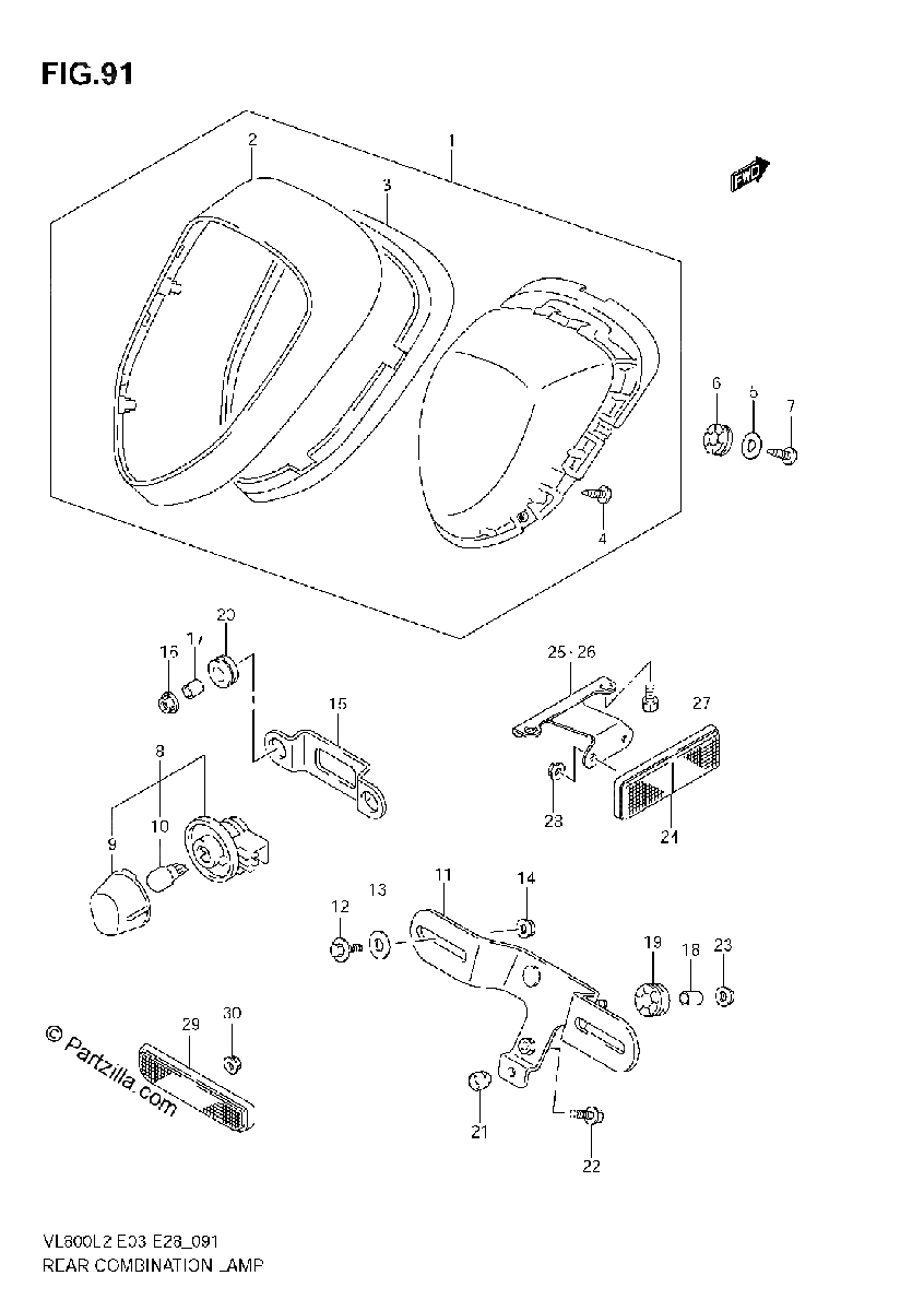 Diagrama de REAR COMBINATION LAMP VL800C E03