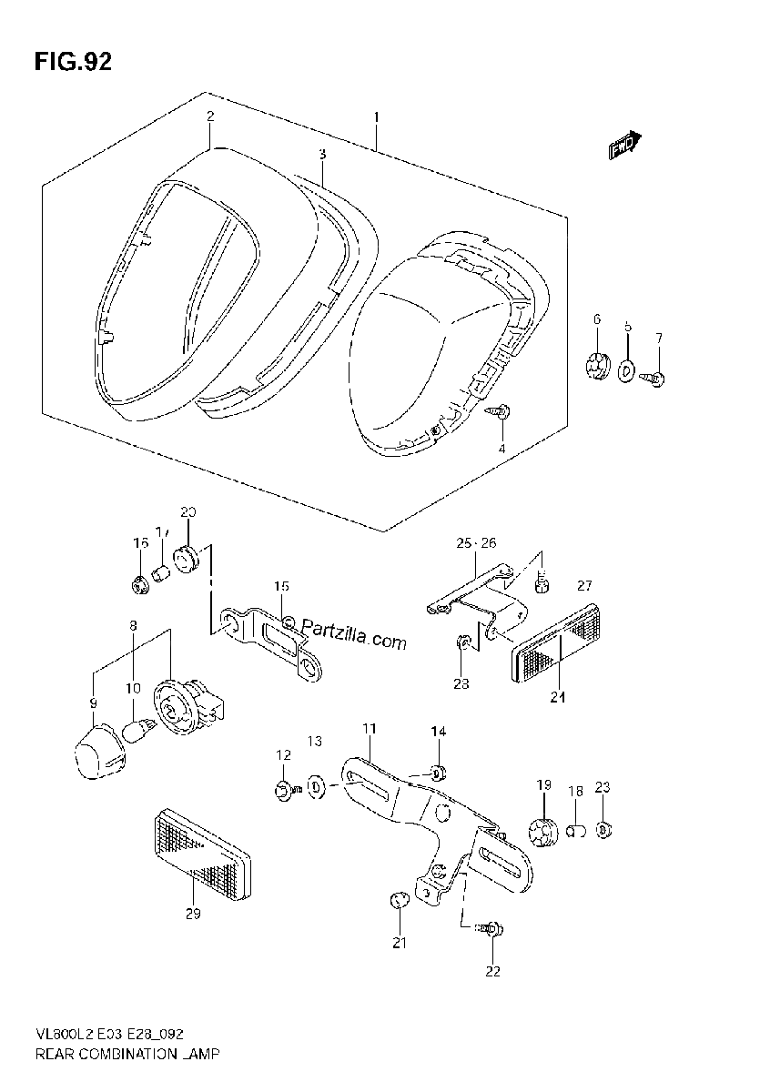 Diagrama de REAR COMBINATION LAMP VL800C E28