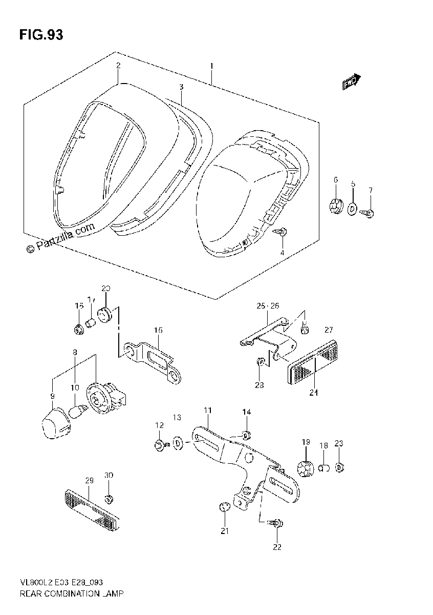 Diagrama de REAR COMBINATION LAMP VL800C E33