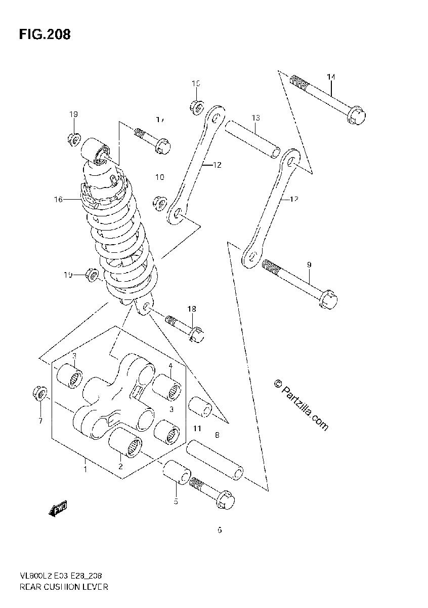 Diagrama de REAR CUSHION LEVER VL800C E33
