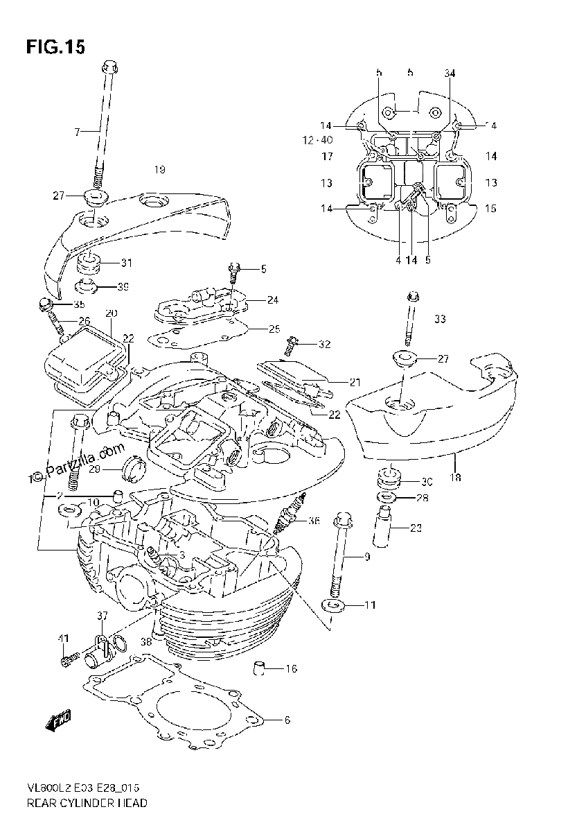 Diagrama de REAR CYLINDER HEAD VL800C E28