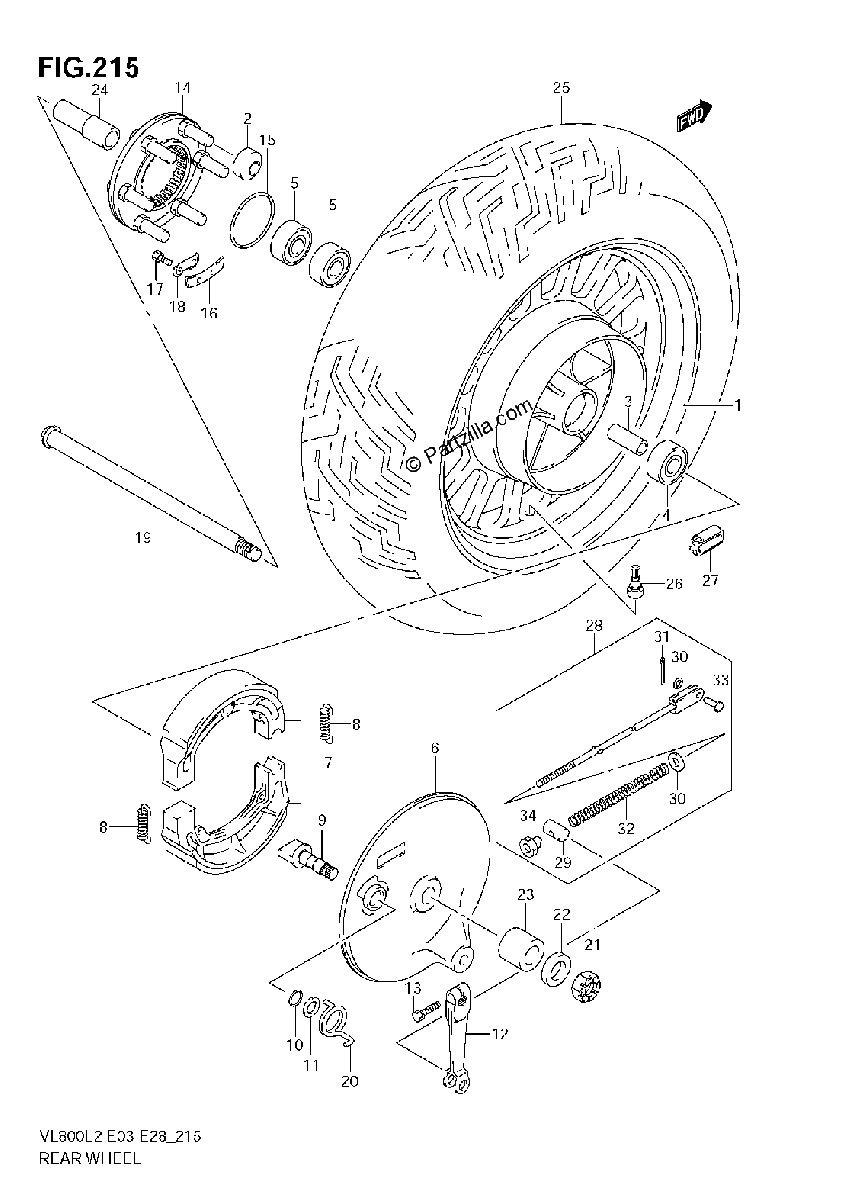 Diagrama de REAR WHEEL VL800C E03