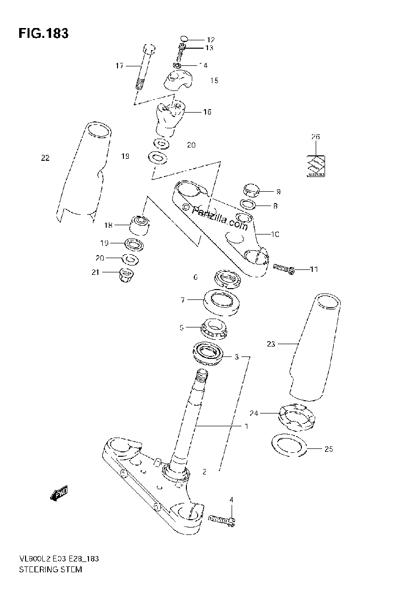 Diagrama de STEERING STEM VL800 E28