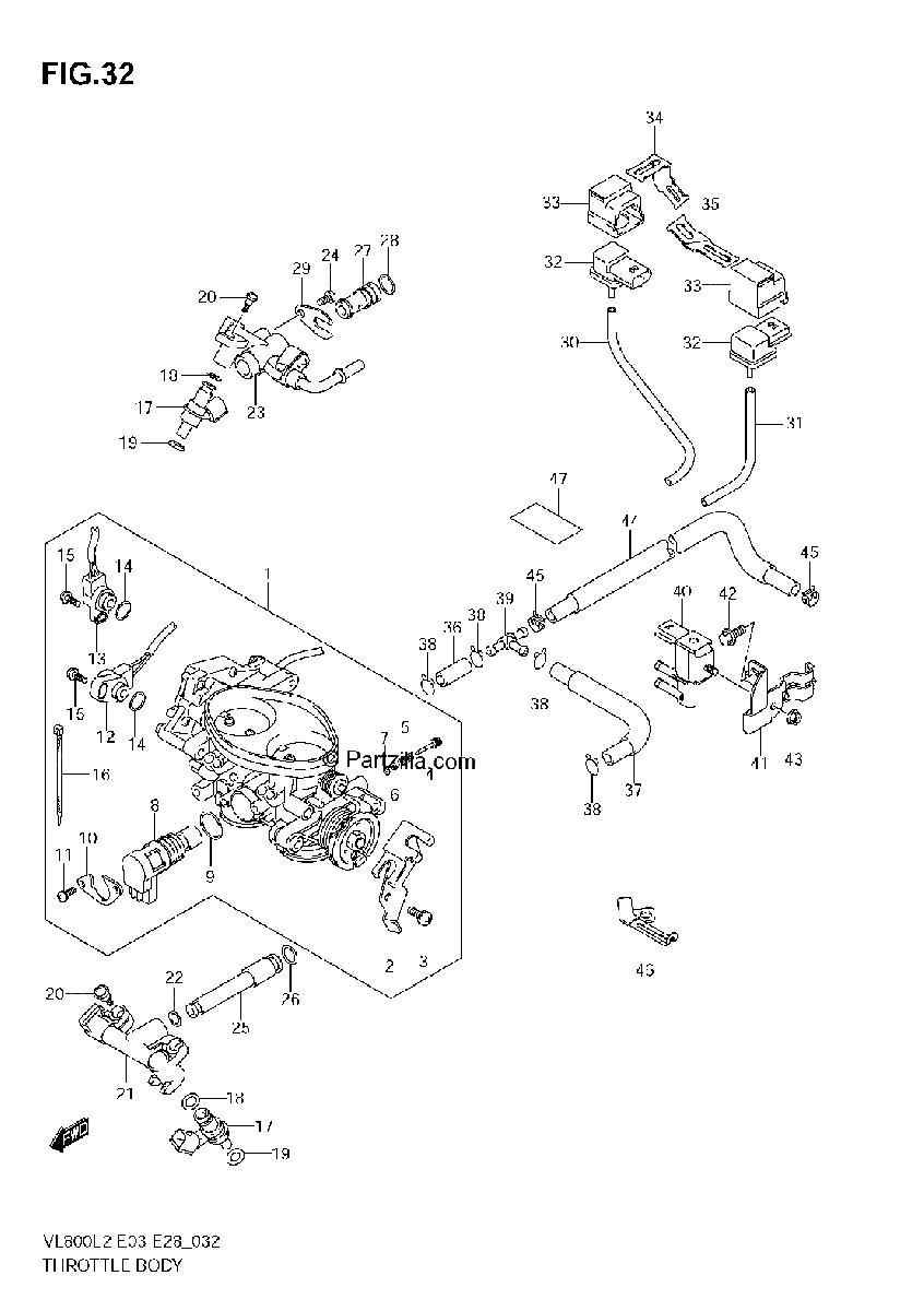Diagrama de THROTTLE BODY VL800C E33