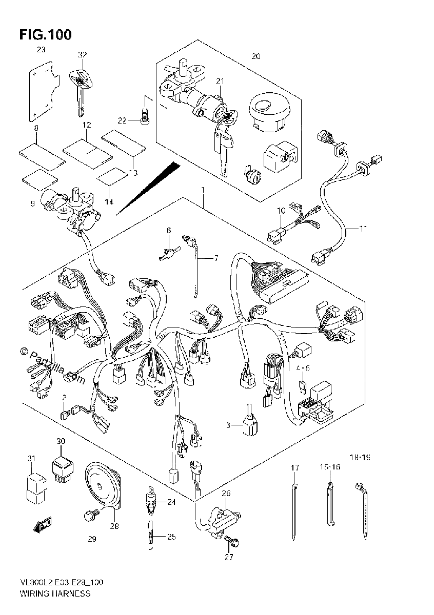 Diagrama de WIRING HARNESS VL800C E03