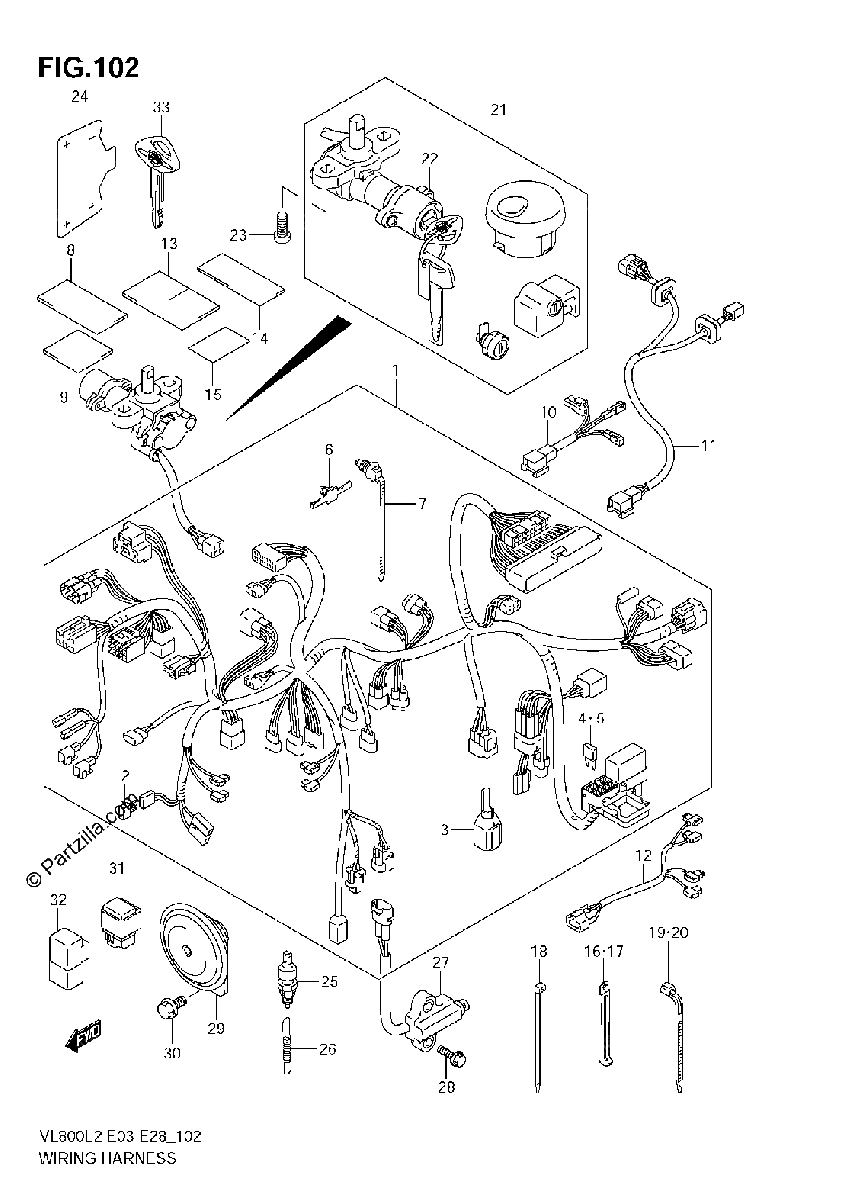 Diagrama de WIRING HARNESS VL800C E33