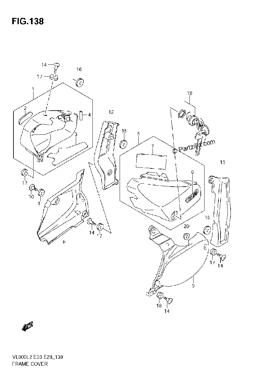 Diagrama de FRAME COVER VL800T E03