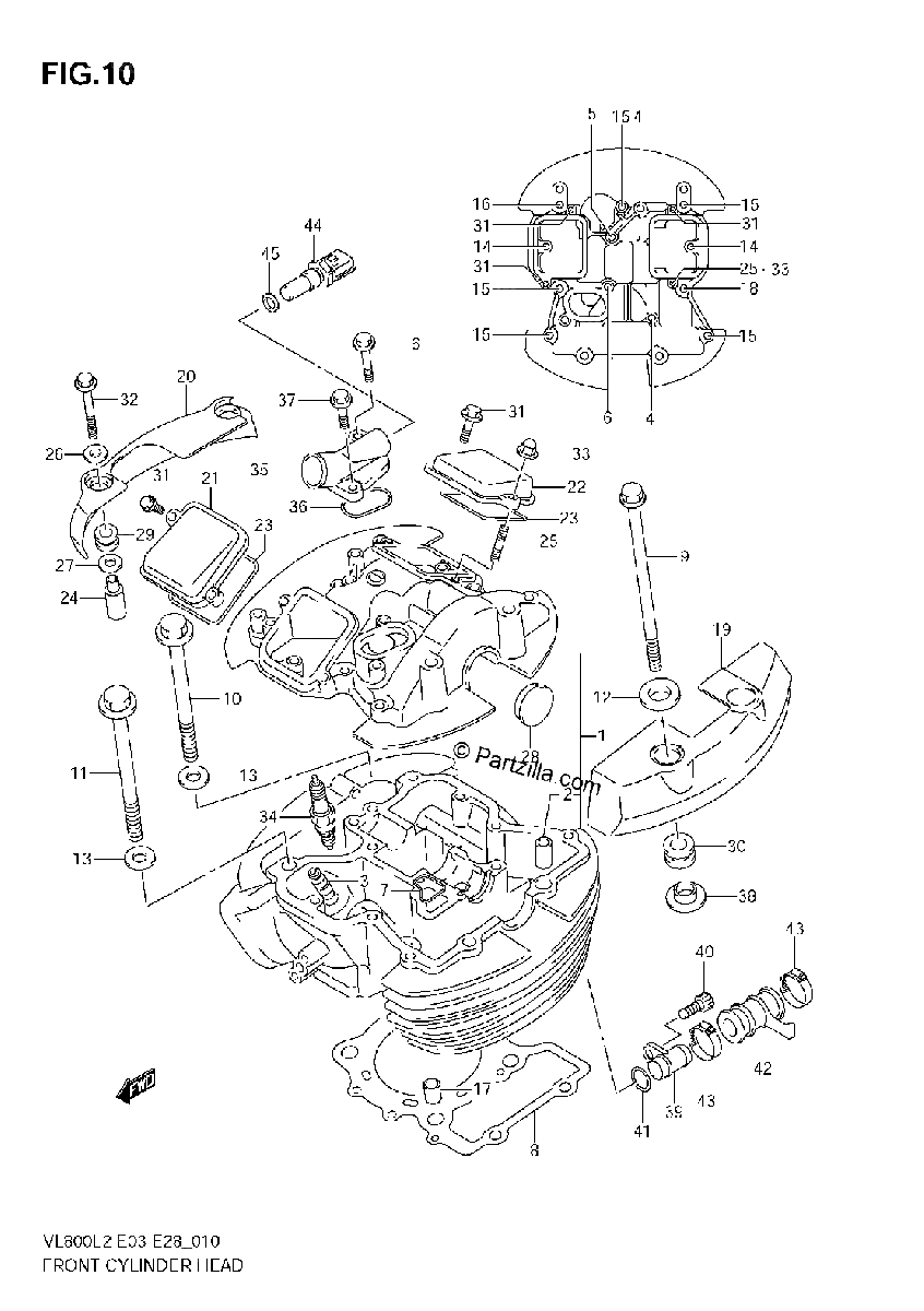 Diagrama de FRONT CYLINDER HEAD VL800T E33
