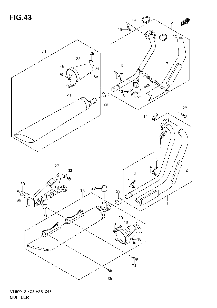 Diagrama de MUFFLER VL800T E03