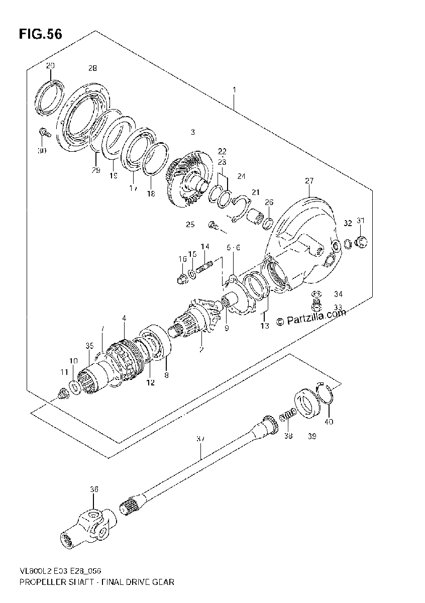 Diagrama de PROPELLER SHAFT FINAL DRIVE GEAR