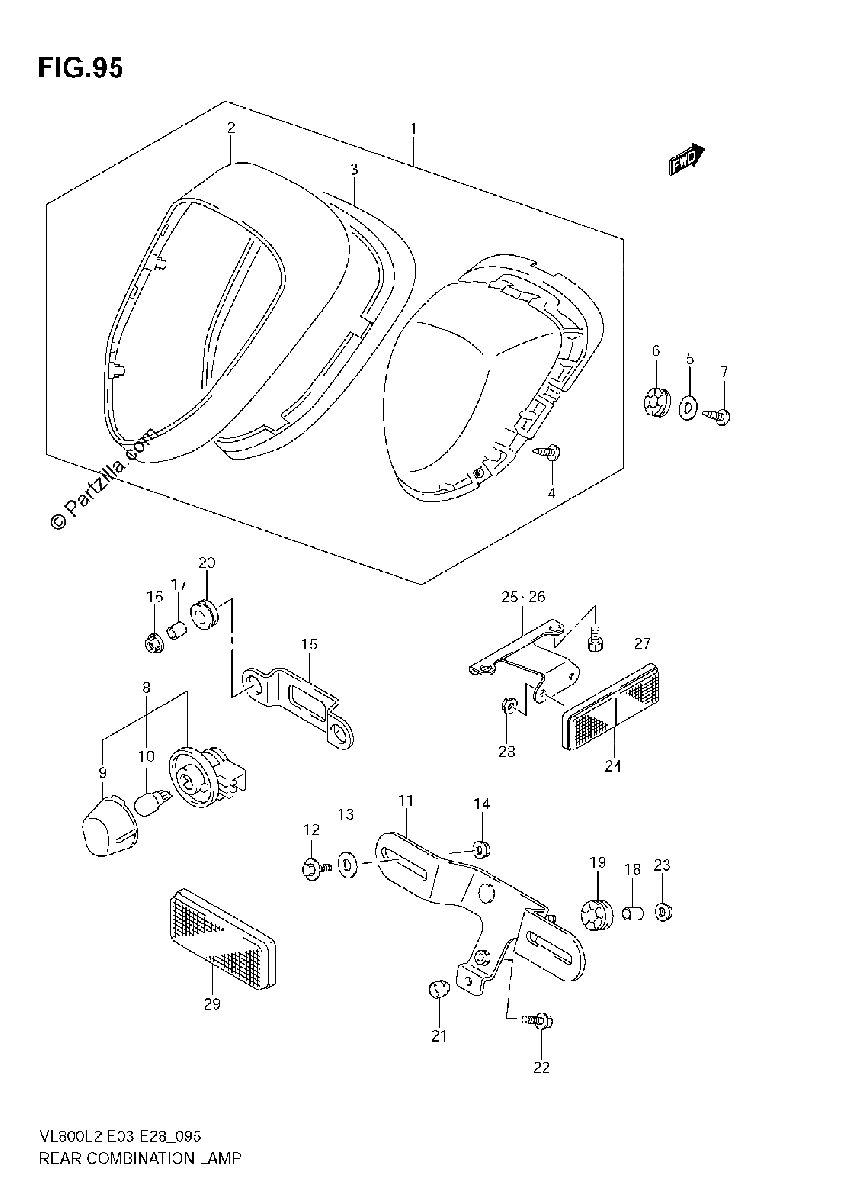 Diagrama de REAR COMBINATION LAMP VL800T E28