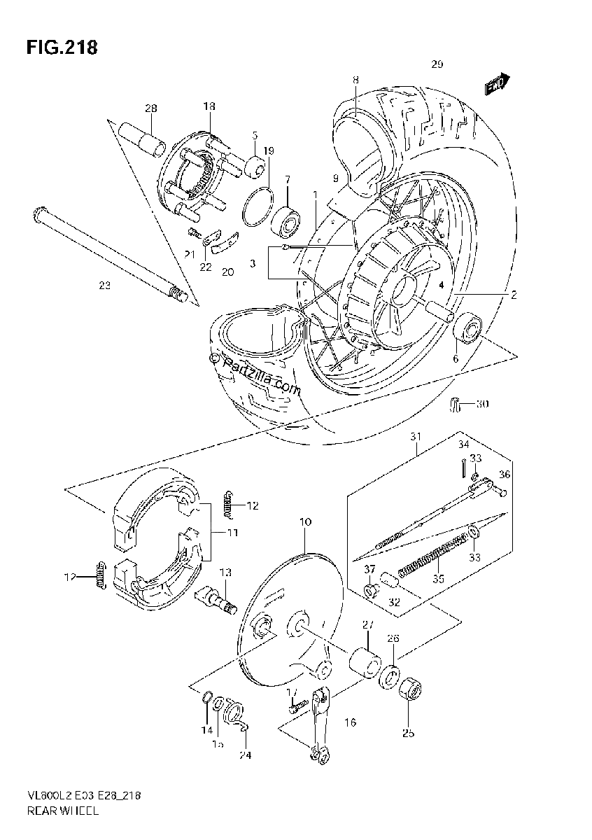 Diagrama de REAR WHEEL VL800T E03